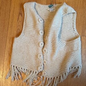 Women's Cream Knit Sweater Vest Vintage